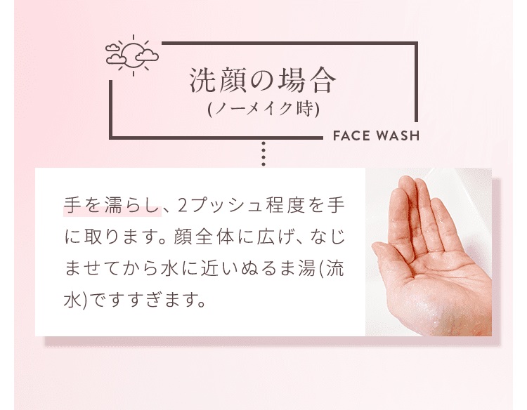 手を濡らし、2プッシュ程度を手に取ります。